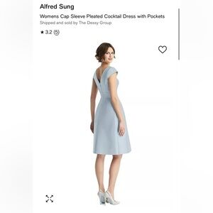ALFRED SUNG Backless Cap Sleeve Dress in Light Blue, NWT just needs a good steam